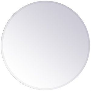 Pemberly Row 36&quot Round Contemporary Frameless Clear Finish Mirror