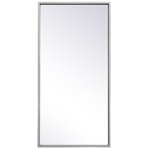 Pemberly Row 28&quot x 14&quot Modern Metal Frame Mirror in Sliver Finish