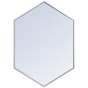 Pemberly Row 34&quot x 24&quot Hexagonal Metal Frame Mirror in Silver