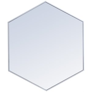 Pemberly Row 32&quot x 38&quot Hexagonal Metal Frame Mirror in Silver