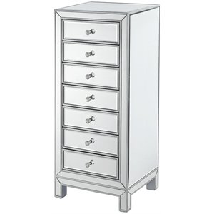 pemberly row 7 drawer petite mirrored lingerie chest in silver