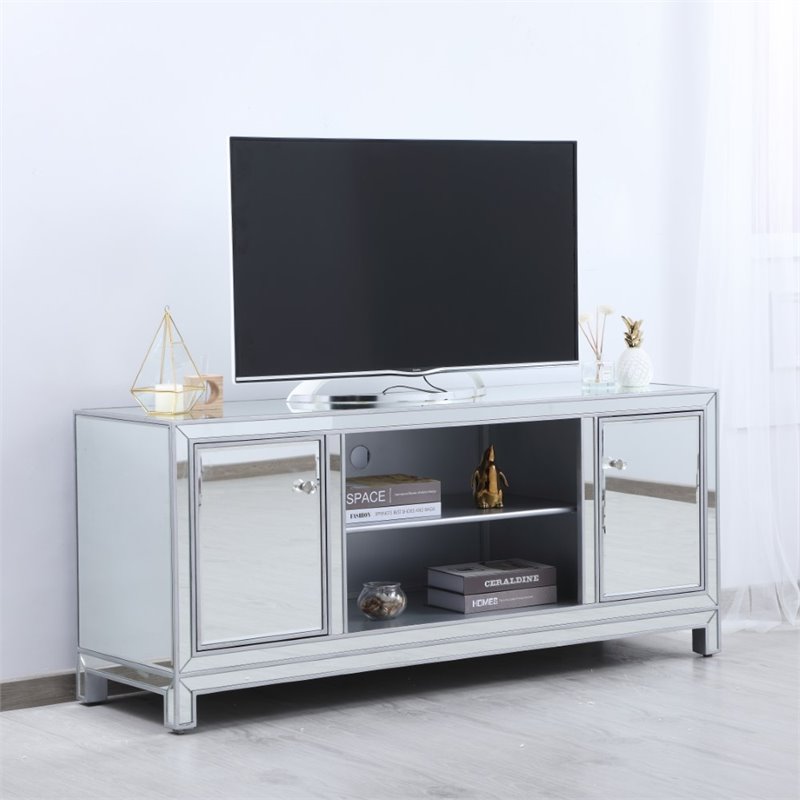 Pemberly Row Modern Glass TV stand for TVs up to 60
