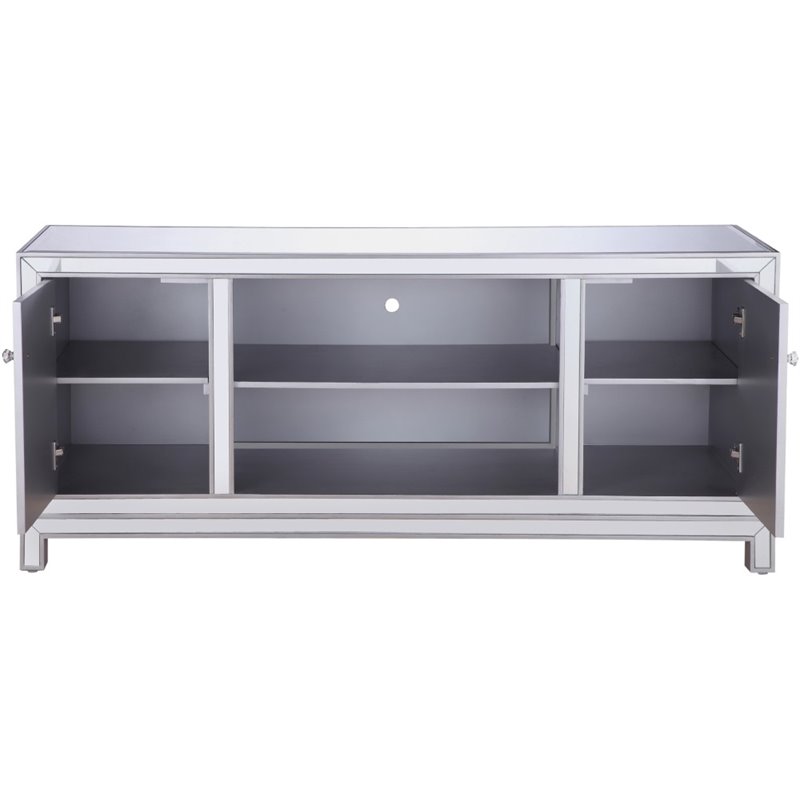 Pemberly Row Modern Glass TV stand for TVs up to 60