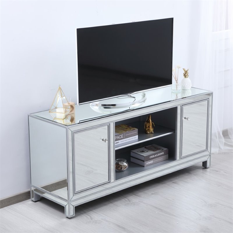 Pemberly Row Modern Glass TV stand for TVs up to 60