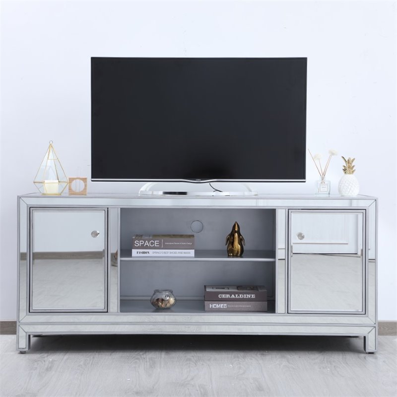 Pemberly Row Modern Glass TV stand for TVs up to 60