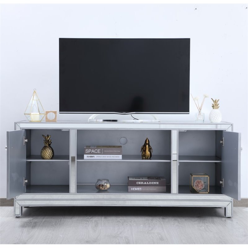 Pemberly Row Modern Glass TV stand for TVs up to 60
