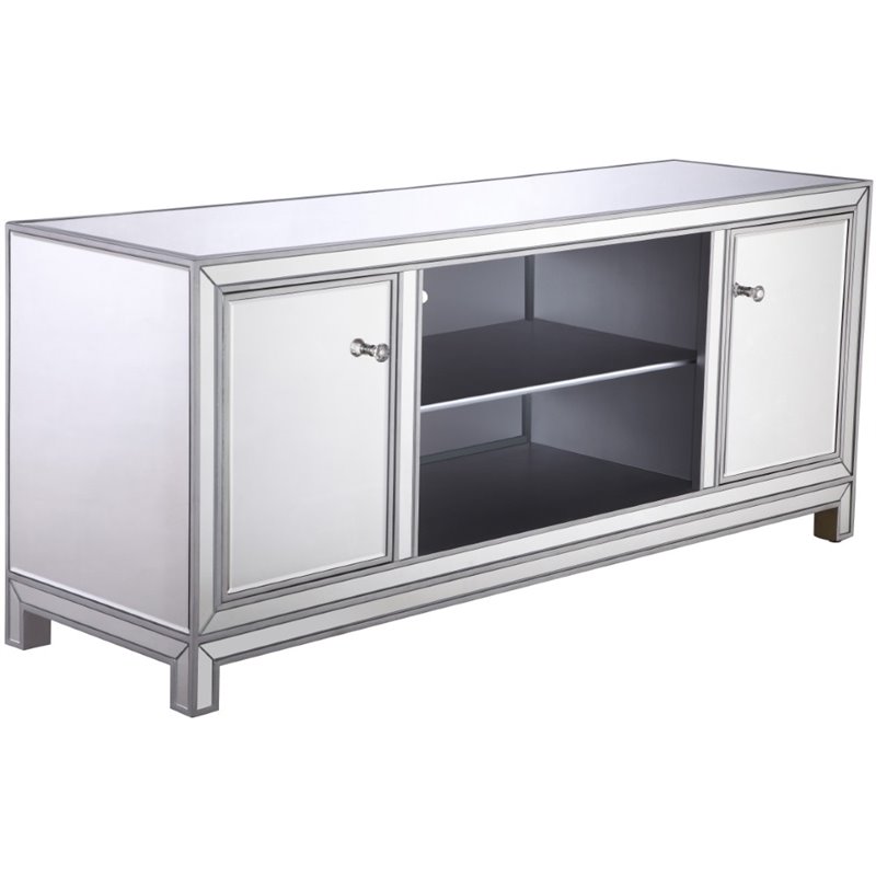Pemberly Row Modern Glass TV stand for TVs up to 60