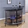 Pemberly Row Contemporary Glass Home Bar in Black and Chrome