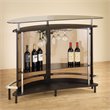Pemberly Row Contemporary Glass Home Bar in Black and Chrome