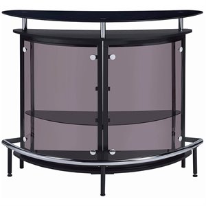 pemberly row contemporary glass home bar in black and chrome