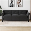Pemberly Row Tufted Modern Polyester Microfiber Sofa with Curved Arm in Black