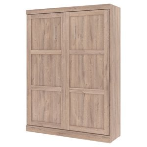 Pemberly Row 65&quot Contemporary Engineered Wood Queen Murphy Bed in Rustic Brown