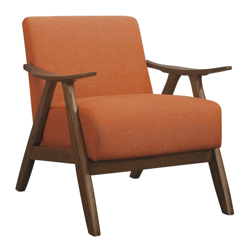 Pemberly Row Mid-Century Upholstered Fabric Accent Chair in Orange