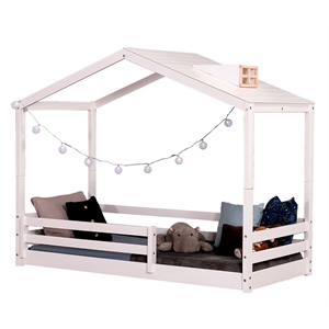 pemberly row modern daybed for kids with roof in white finish