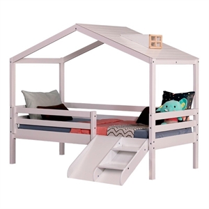 pemberly row modern daybed for kids with mini slide and roof in white