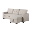 Pemberly Row Polyester Fabric Reversible Sleeper Sectional Sofa in Beige