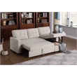 Pemberly Row Polyester Fabric Reversible Sleeper Sectional Sofa in Beige