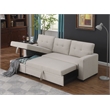 Pemberly Row Polyester Fabric Reversible Sleeper Sectional Sofa in Beige