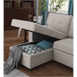Pemberly Row Polyester Fabric Reversible Sleeper Sectional Sofa in Beige