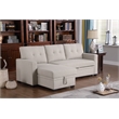 Pemberly Row Polyester Fabric Reversible Sleeper Sectional Sofa in Beige