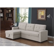 Pemberly Row Polyester Fabric Reversible Sleeper Sectional Sofa in Beige
