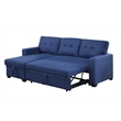 Pemberly Row Polyester Fabric Reversible Sleeper Sectional Sofa in Blue