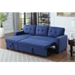 Pemberly Row Polyester Fabric Reversible Sleeper Sectional Sofa in Blue