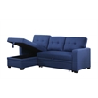 Pemberly Row Polyester Fabric Reversible Sleeper Sectional Sofa in Blue