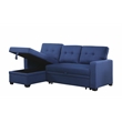 Pemberly Row Polyester Fabric Reversible Sleeper Sectional Sofa in Blue