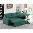 Pemberly Row Polyester Fabric Reversible Sleeper Sectional Sofa in Green