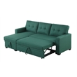 Pemberly Row Polyester Fabric Reversible Sleeper Sectional Sofa in Green