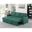 Pemberly Row Polyester Fabric Reversible Sleeper Sectional Sofa in Green