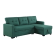 Pemberly Row Polyester Fabric Reversible Sleeper Sectional Sofa in Green