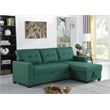 Pemberly Row Polyester Fabric Reversible Sleeper Sectional Sofa in Green