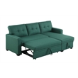 Pemberly Row Polyester Fabric Reversible Sleeper Sectional Sofa in Green