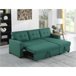 Pemberly Row Polyester Fabric Reversible Sleeper Sectional Sofa in Green