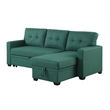 Pemberly Row Polyester Fabric Reversible Sleeper Sectional Sofa in Green