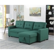 Pemberly Row Polyester Fabric Reversible Sleeper Sectional Sofa in Green