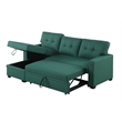 Pemberly Row Polyester Fabric Reversible Sleeper Sectional Sofa in Green