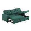 Pemberly Row Polyester Fabric Reversible Sleeper Sectional Sofa in Green