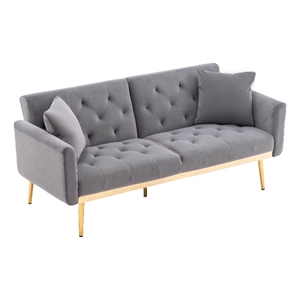 pemberly row round arm loveseat sleeper sofa bed futon sofa metal frame in gray