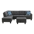 Pemberly Row Polyester Fabric Sectional Sofa with Ottoman in Gray