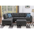 Pemberly Row Polyester Fabric Sectional Sofa with Ottoman in Gray