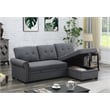 Pemberly Row Reversible Fabric Sleeper Sofa with Storage Chaise in Dark Gray