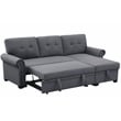 Pemberly Row Reversible Fabric Sleeper Sofa with Storage Chaise in Dark Gray