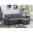 Pemberly Row Reversible Fabric Sleeper Sofa with Storage Chaise in Dark Gray