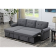Pemberly Row Reversible Fabric Sleeper Sofa with Storage Chaise in Dark Gray
