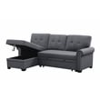 Pemberly Row Reversible Fabric Sleeper Sofa with Storage Chaise in Dark Gray