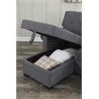 Pemberly Row Reversible Fabric Sleeper Sofa with Storage Chaise in Dark Gray