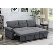 Pemberly Row Reversible Fabric Sleeper Sofa with Storage Chaise in Dark Gray